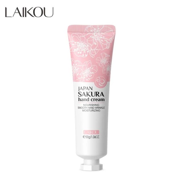LAIKOU Sakura Handcreme 30 g Feuchtigkeitsspendende regenerierende Pflege Gegen Rissbildung und Falten Trockene und beanspruchte Hände 1