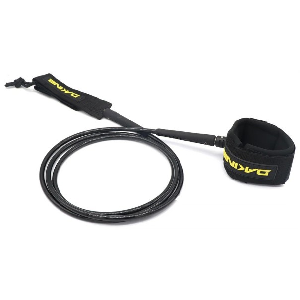 Laisse de surf DK Brand 1,8 m TPU 7 mm corde droite pour les pieds laisse de surf 6–9 pieds accessoires pour planche de surf et planche à voile jaune