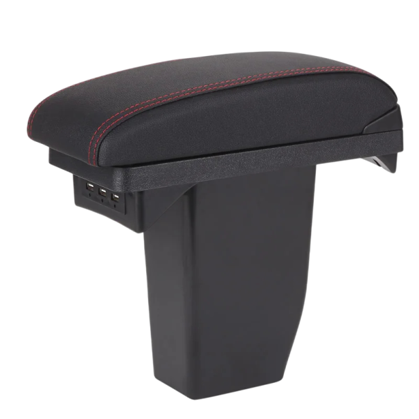 Lakťová opierka 28,5 x 36 x 12 cm pre Peugeot 2008 Posuvná Kožené autopríslušenstvo Úložný box Jednoduchá montáž USB Nabíjanie Umelá koža ABS červená