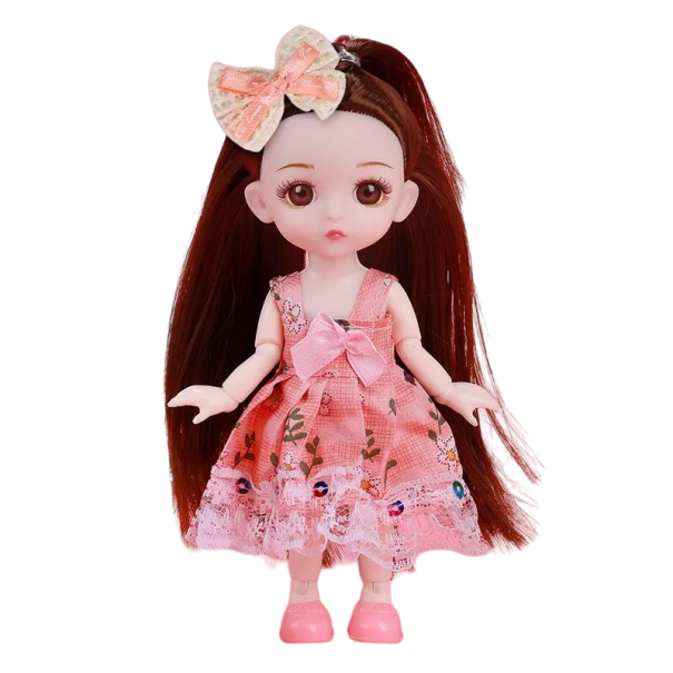 Lalka w różowej sukience 17 cm 1