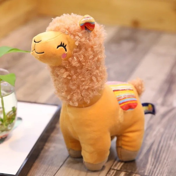 Lama di peluche 25 cm Giocattolo morbido in peluche e cotone PP Peluche carino per bambini e adulti Decorazione e regalo con superficie morbida giallo