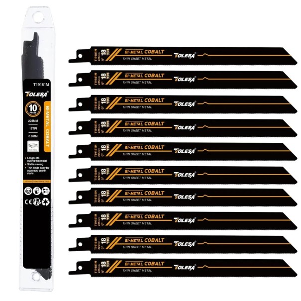 Lame per sega set 10 pz 225 mm Lame per sega bimetalliche Dente fine 18 TPI Lame di ricambio per tagli precisi 1