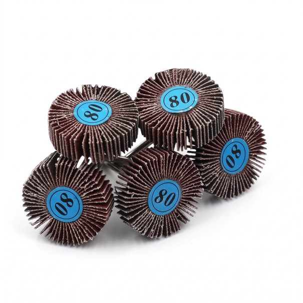 Lameløse slibeskiver på stang 5 stk Korning 80 Diameter 31,5 mm Stang 3,17 mm Brune Til mikrofræsere til metal, træ og plastik 1