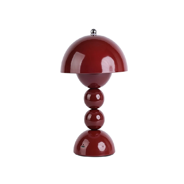 Lampă de birou LED în formă de ciupercă, 28 x 16 x 10.2 cm, 3 nuanțe de lumină, încărcare USB-C, 4.5V, iluminat wireless de design pentru dormitor roșu