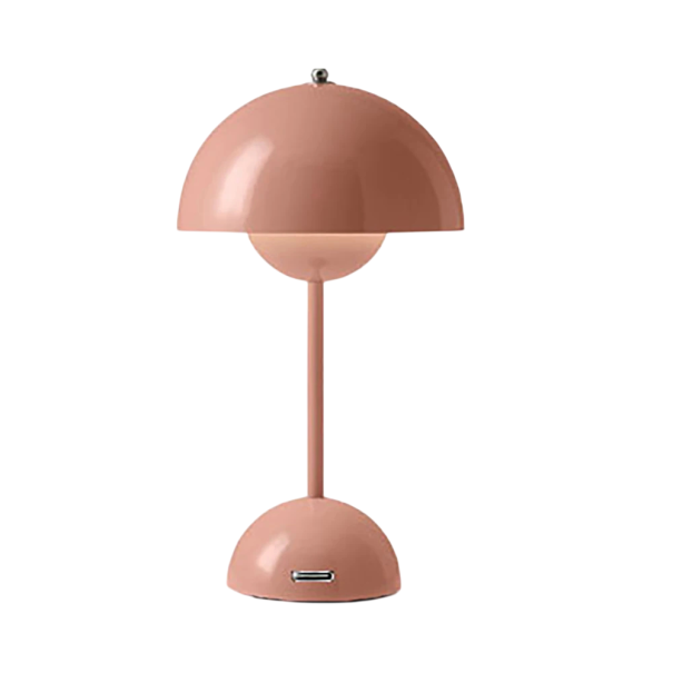 Lampă de birou minimalistă 30 x 16 cm, formă care amintește de o ciupercă, stil retro, decorare creativă, intensitate a luminii ajustabilă roz