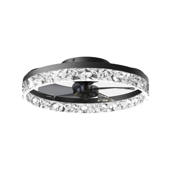 Lampa LED de tavan cu ventilator, control prin aplicație și telecomandă, 50x14 cm, 60 W, 3 tipuri de lumină, pentru living negru