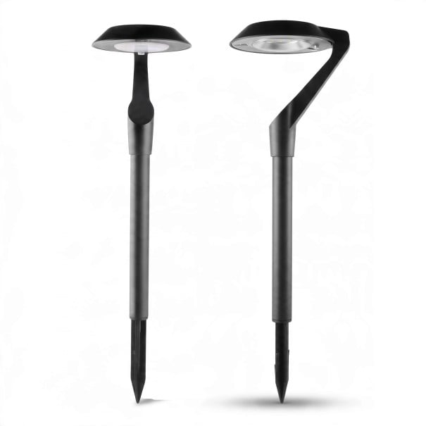 Lampa LED solară pentru gazon 2 buc Teplă albă Rezistentă la apă 49,5 x 15 cm Putere 0–5 W Neagră Lumină de împământare pentru grădină și curte 1