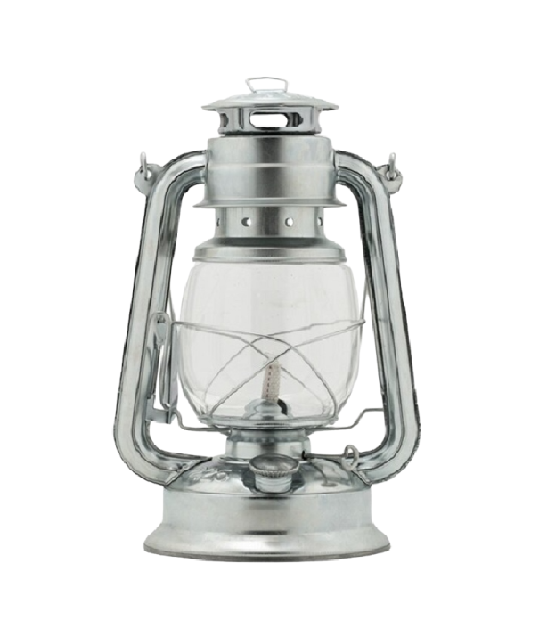 Lampa petrolejová 28 cm strieborná