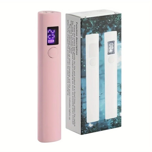 Lampă portabilă pentru uscător de unghii cu mini LED UV, de mână, 3W, încărcare USB, 250 mAh, design compact, temporizator 20/60 de secunde, lacuri de gel cu întărire rapidă roz