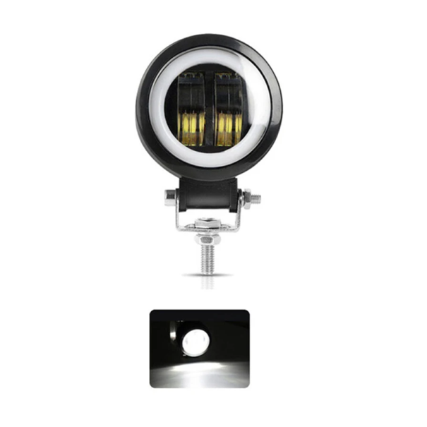 Lampa robocza 2LED 20W 16800 lm Lampa okrągła IP68 z soczewką PC Obudowa aluminiowa Uchwyt ze stali nierdzewnej Zewnętrzne oświetlenie pojazdu LED biały