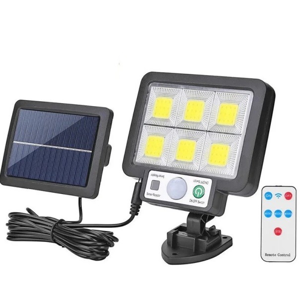 Lampă solară de perete cu 72 LED-uri, împărțită, rezistentă la apă, cu senzor de mișcare, 3 moduri, Lumină stradală de grădină pentru perete, terasă 1