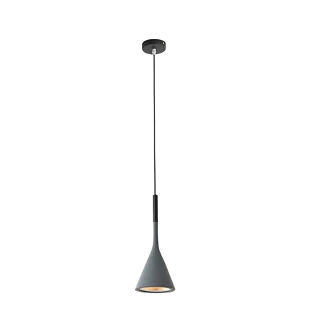 Lampă suspendată cu abajur modern în formă de con, lumină rece, înălțime 36 cm, diametru 15 cm, cablu 150 cm, metal, bec LED E27 gri