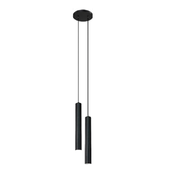 Lampă suspendată modernă cu LED din metal 6W Candelabru dublu tubular alb cald 2m cablu Minimalist negru spot 30x3cm 1