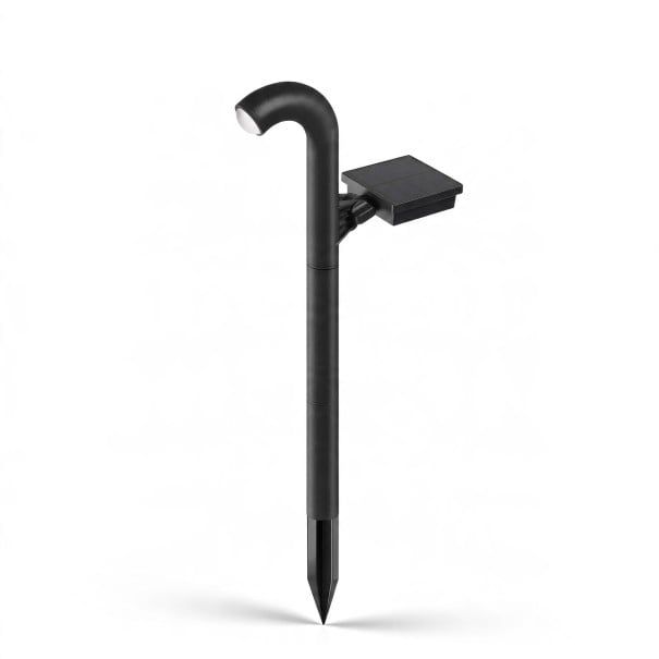 Lampada da giardino solare 1 pz Su palo 59 x 21 x 8 cm IP65 LED ABS e acrilico Nera Luce bianca calda Per marciapiede e vialetto 1