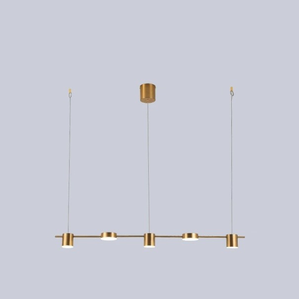 Lampada da soffitto a cinque punti con sospensione regolabile e luce bianca calda Lampadario LED moderno con interruttore a muro Illuminazione 8-12 m² oro