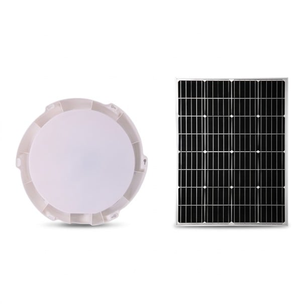 Lampada da soffitto solare LED 300 W Grado di protezione IP67 Diametro 240 mm Pannello 180 x 270 mm Corpo in ABS e alluminio Luce bianca 6000 K Per giardino e casa 1