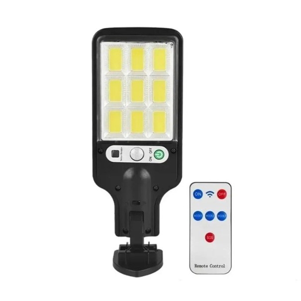 Lâmpada de parede solar LED potente com controlo remoto 3 modos Sensor de movimento Iluminação para jardim terraço portões de garagem luz de rua 1