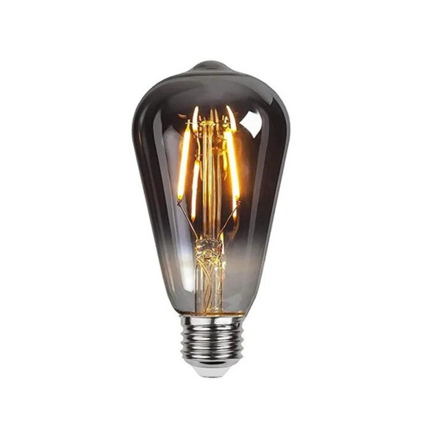 Lâmpada LED com filamento ST64 E27 Dimerizável 4 W 220 V 6,4 x 14,2 cm Vidro fumado e soquete de alumínio prateado Luz quente Para candeeiros 1