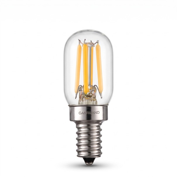 Lâmpada LED dimável T20 E14 Forma tubular com filamentos LED 2 W 220–240 V 55 x 20 mm Bulbo transparente Branco quente 2200 K Para lâmpadas 1