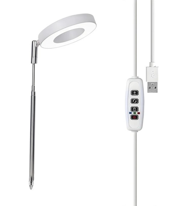 Lampada LED per coltivazione telescopica Regolabile per la crescita delle piante con testa rotante e controllo dell'intensità bianco