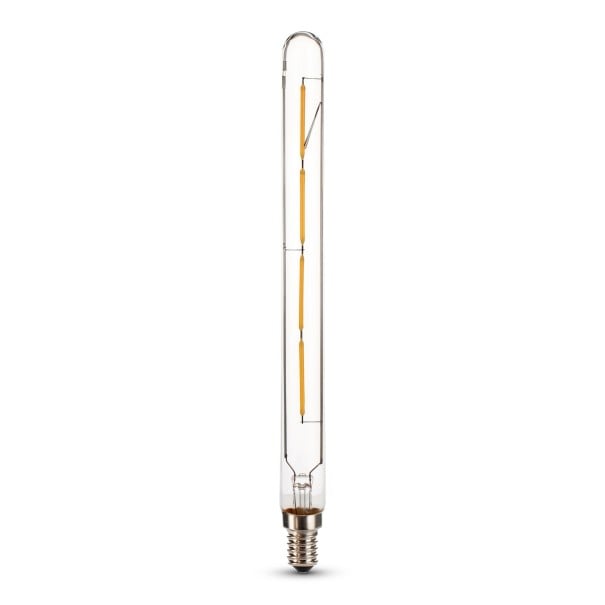 Lâmpada LED tubular T20 E14 Formato longo com filamentos LED 4 W 230 x 20 mm Tampa de vidro transparente Branco quente 2700 K Para lâmpadas e luminárias 1