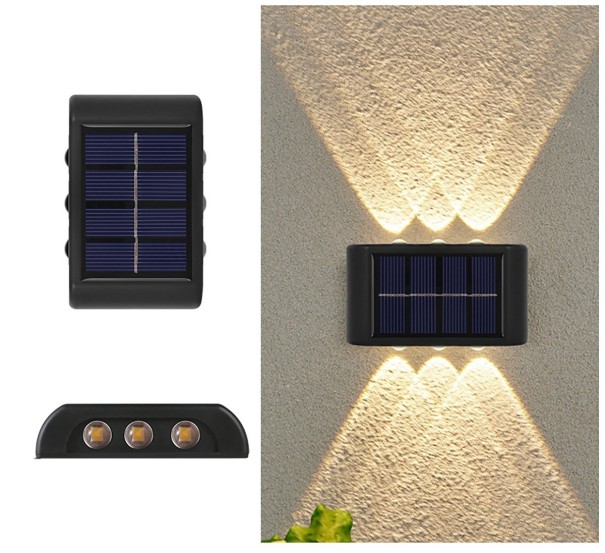 Lâmpada solar de parede 6 LED T1040 branco quente