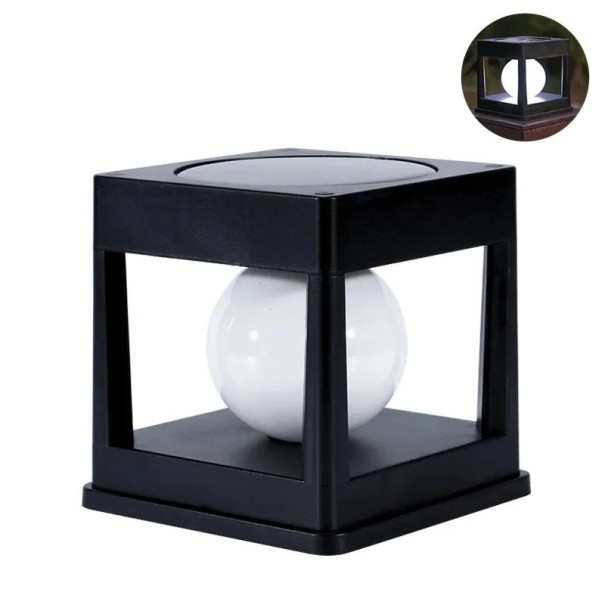 Lampada solare da colonna 11,8 x 11,8 x 11,5 cm LED con luce bianca fredda IP65 per uso esterno su pali di legno con protezione contro la pioggia 1