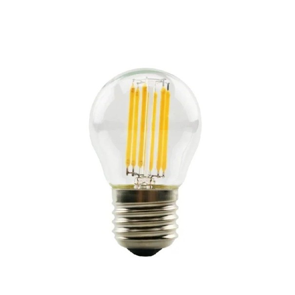 Lampadina LED a filamento G45 Piccola bolla rotonda Attacco E27 4 W 220 V Dimensioni 75 x 45 mm Vetro trasparente Luce bianca fredda Per lampadari 1