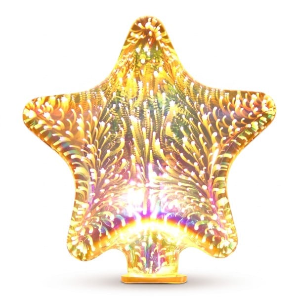 Lampadina LED a forma di stella E27 Effetto fuochi d'artificio 6 W 85–265 V 50/60 Hz 14 x 17,5 cm Vetro argentato Motivo multicolore Per lampade e apparecchi di illuminazione 1