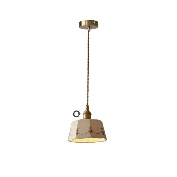 Lámpara colgante con pantalla de cerámica blanca retro diámetro 17 x altura 20 cm base 10 cm cable 150 cm casquillo E27 máx 40 W sobre la mesa 1