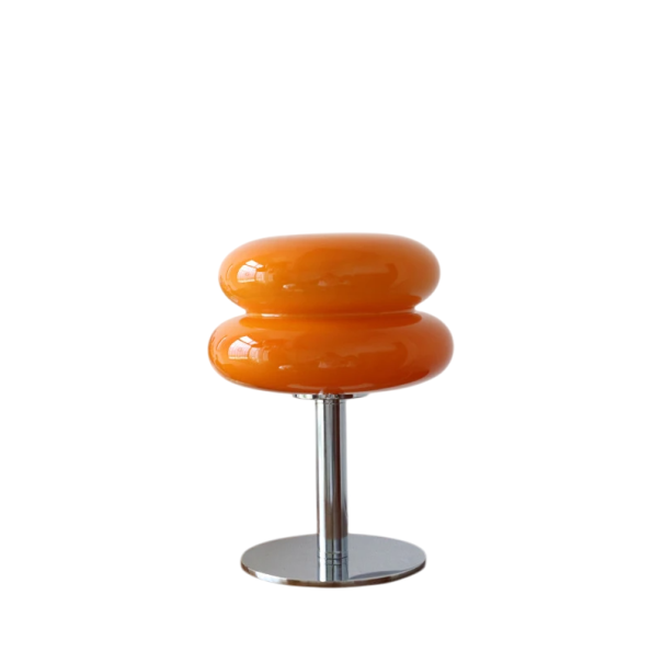 Lámpara de mesa de cristal de 28 x 18 cm, elegante base de metal, luz decorativa, moderna lámpara de noche para dormitorio, sala de estar naranja