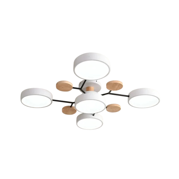 Lámpara de techo LED con 5 bombillas chip Luz blanca cálida 40W Lámpara de araña moderna Iluminación 3600 lm Luz interior 14x79 cm Cobertura 10-15 m² blanco