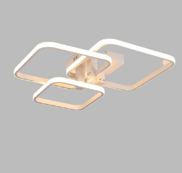 Lámpara de techo LED regulable en forma de 3 cuadrados 44 W 85-265 V Lámpara de techo moderna con control Lámpara de techo minimalista cuadrada 47 x 46 x 12,5 cm blanco