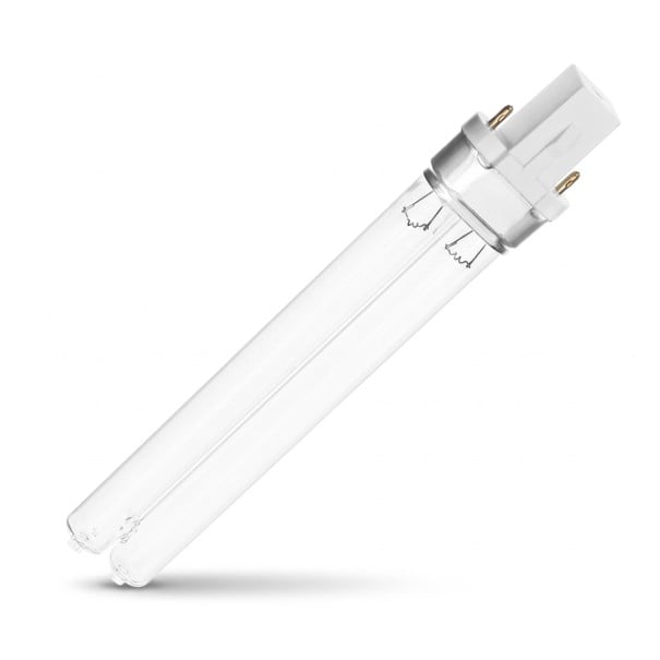 Lámpara UVC 11 W 60 V Doble tubo 240 mm Vidrio transparente y base blanca con dos pines Luz blanca fría 5500–7000 K Para dispositivo con casquillo G23 1