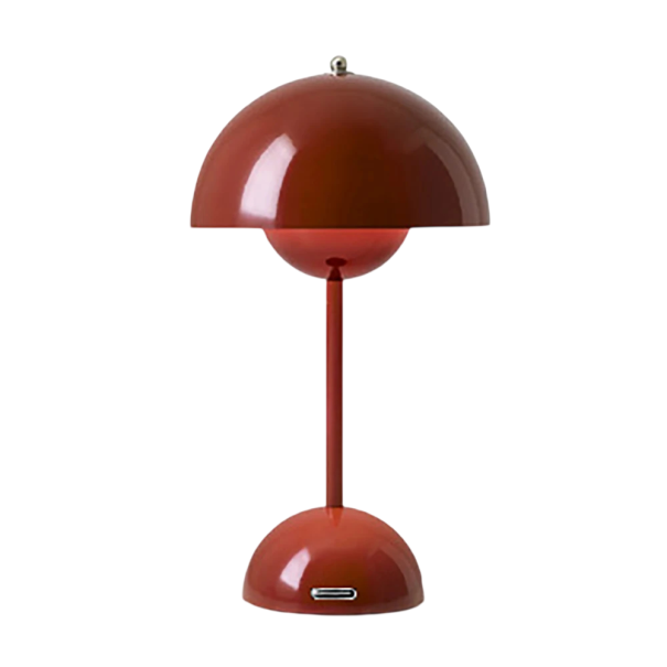 Lampe de bureau minimaliste 30 x 16 cm, forme rappelant un champignon, style rétro, décoration créative, intensité lumineuse réglable, 5V bordeaux