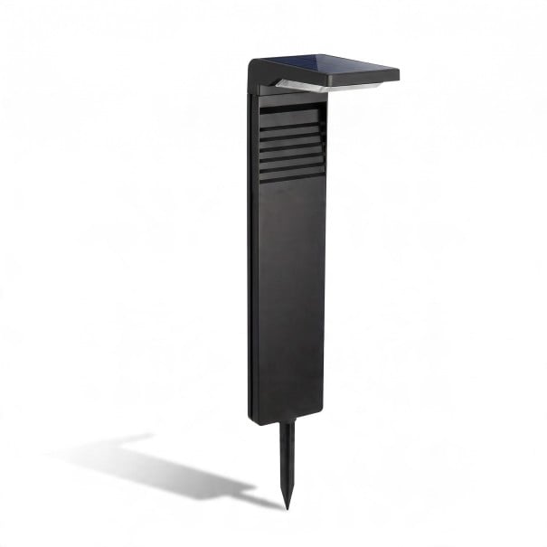 Lampe de jardin solaire 1 pièce Étanche 41,3 x 9 x 16,2 cm Avec piquet 16 cm LED ABS et PC Noir Lumière blanche froide Pour allée et jardin 1