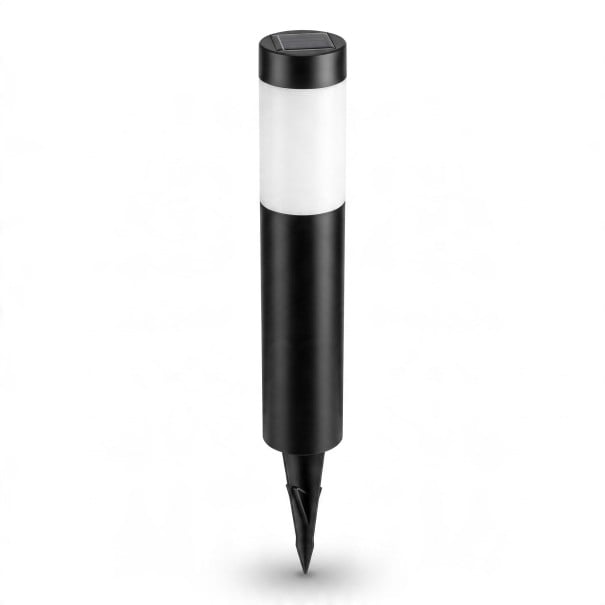 Lampe debout solaire 2 pcs avec capteur de mouvement 37,5 x 6 cm Étanche Plastique et inox Lumière blanche chaude Pour le jardin noir