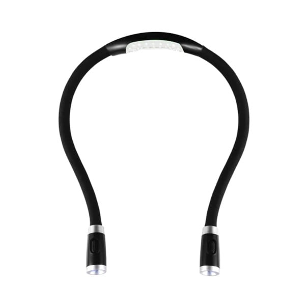 Lampe LED de cou à piles AAA Bras flexibles 2 têtes lumineuses avec 2 LED Légère Pour la lecture le tricot la course et le camping noir