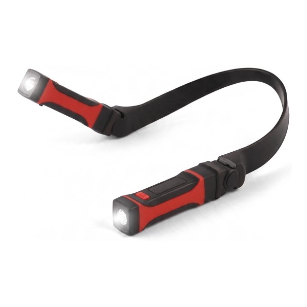Lampe LED rechargeable à porter autour du cou Deux têtes lumineuses avec des aimants Interrupteurs indépendants Inclinaison 100° USB Noir et rouge 1