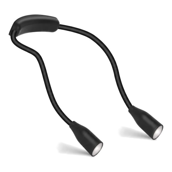 Lampe LED rechargeable pour le cou avec bras flexibles 3 couleurs de lumière 9 niveaux de luminosité Micro USB Pour la lecture, le tricot noir