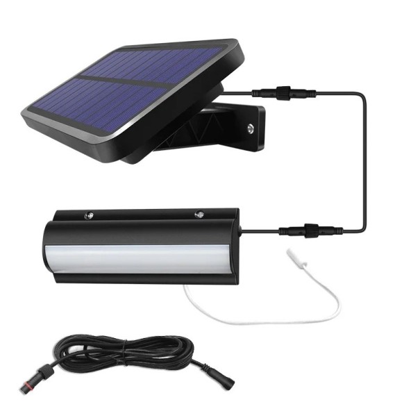 Lampe suspendue solaire noire avec interrupteur à tirette 3m câble Lampe d'extérieur et d'intérieur améliorée Allumage automatique Éclairage de grange chambre balcon 1