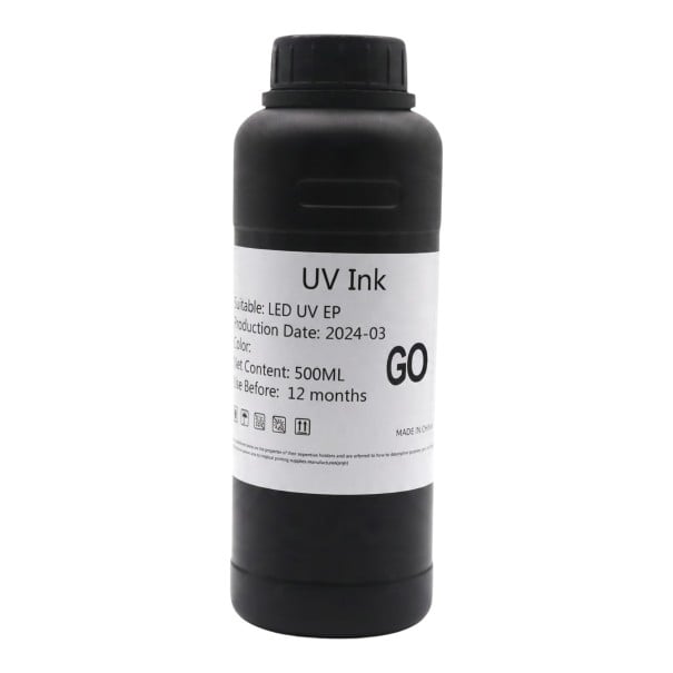 Λαμπερός UV μελάνι 500 ml Μαλακό LED μελάνι Για κεφαλές εκτύπωσης Epson i3200 XP600 L800 και DX5 Για επίπεδη εκτύπωση σε δέρμα και φιλμ 1