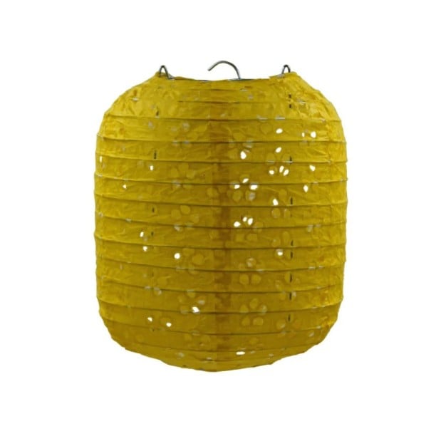 Lampion din hârtie decorativ cu model floral perforat 20 cm decorare suspendată din hârtie pentru nuntă, aniversări, petreceri, decorare interioară galben
