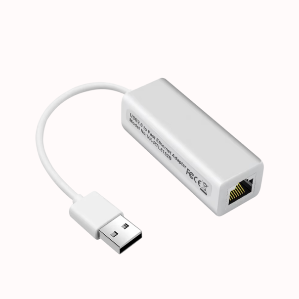 LAN adaptér USB-A na RJ45 10Mbps síťová karta USB 2.0 ethernet převodník plastové bílé provedení pro notebook PC Mac 1