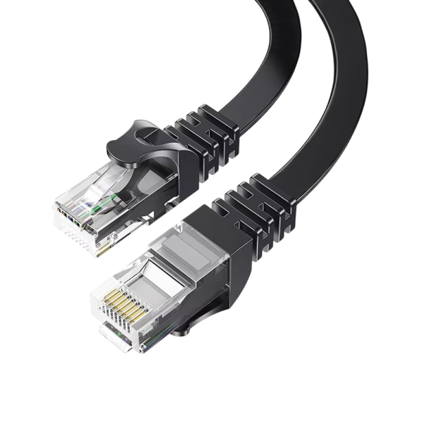 LAN Ethernetkabel Cat6 RJ45 platt 10 m UTP patchkabel 250 MHz svart för anslutning av router, dator och nätverksenheter 1