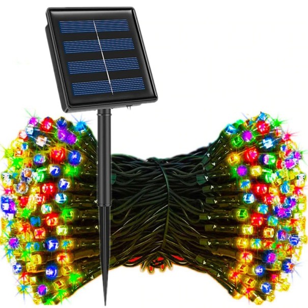 Łańcuch LED 13 m 120 diod z panelem słonecznym wielokolorowy