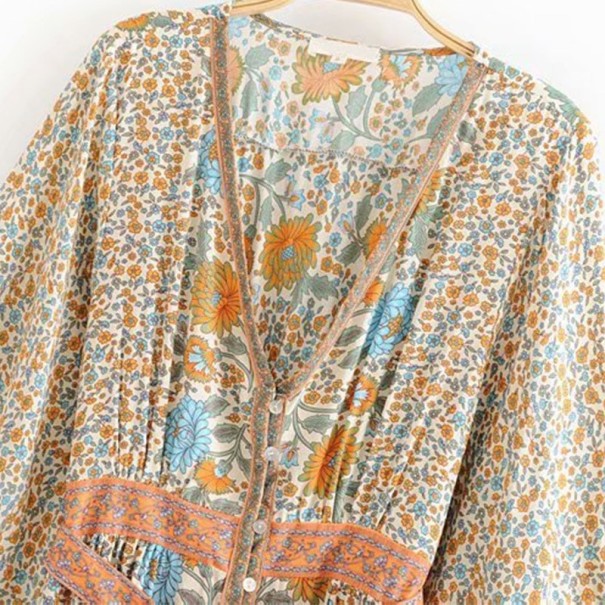 Lång Boho klänning med vida ärmar