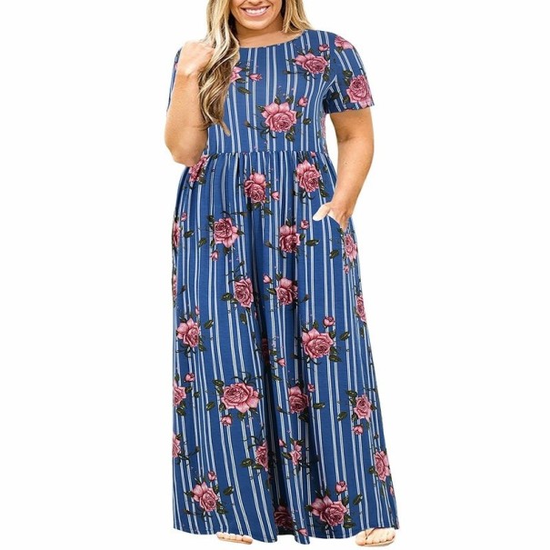 Lang damekjole med blomster - plus size 5XL 2