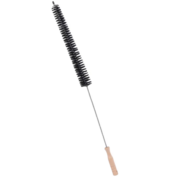 Lang, fleksibel rengøringsbørste, 70 cm. Rengøringsbørste til rør og støv. Træskaft. Børste til tørretumbler, radiator og under møbler. 1