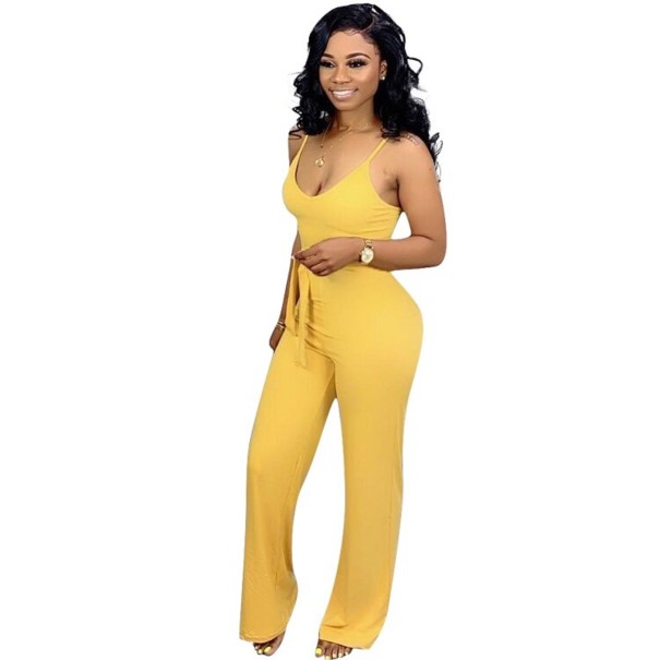 Lång jumpsuit för kvinnor G176 gul S
